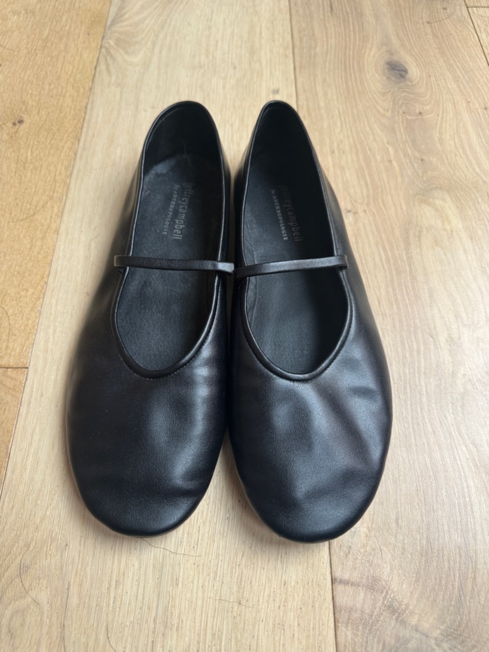 Jeffrey Campbell Black Leather Strap Flats